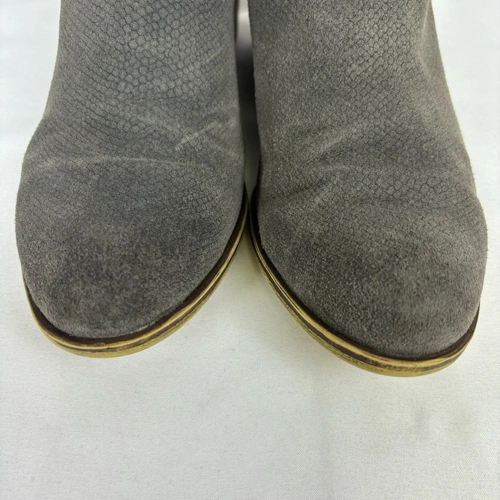 Lucky Bashina Ankle Boots Leather Heeled Slip On Classic Booties Gray Size 7.5